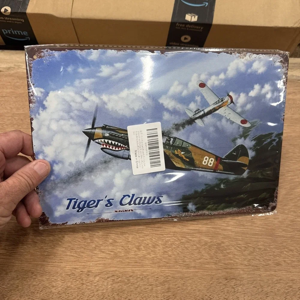 Metal Sign Wall Decor Tigers Claw Airplane War